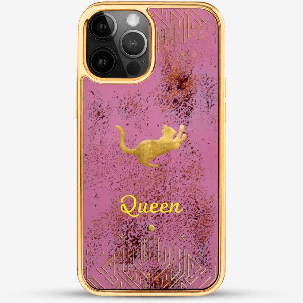 24k Gold Custom iPhone Case Sweet Kiss Cat