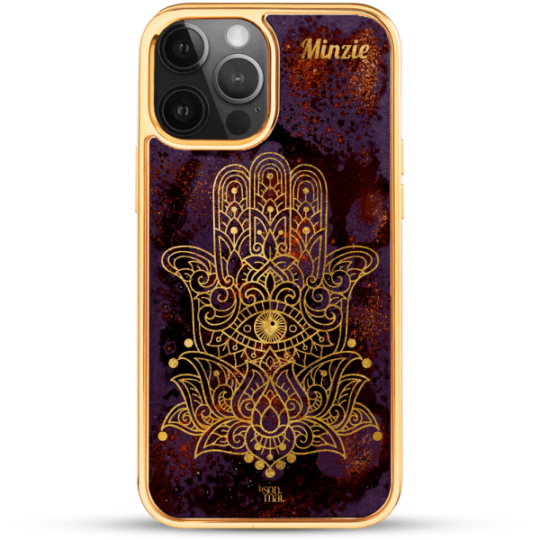 24k Gold Custom iPhone Case Hamsa Hand 3