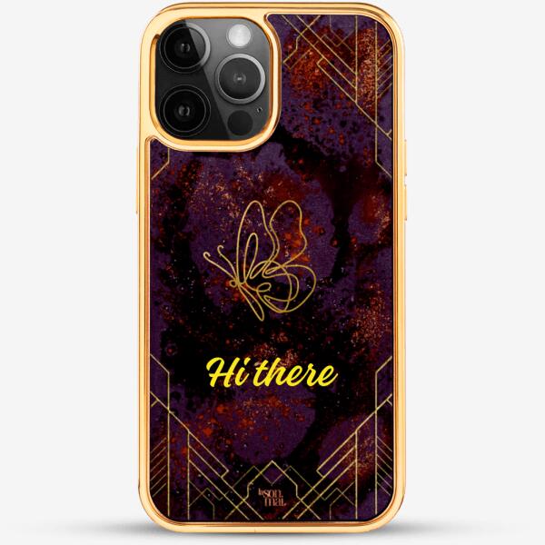 24k Gold Custom iPhone Case - Berry Sunset Butterfly