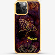 24k Gold Custom iPhone Case - Berry Sunset Butterfly