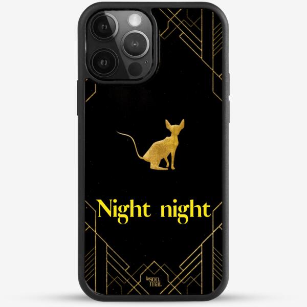 24k Gold Custom iPhone Case - Silent Night Cat