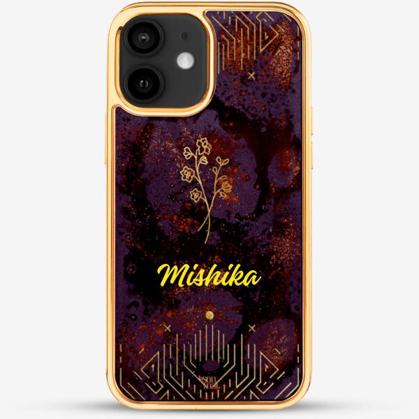 24k Gold Custom iPhone Case - July Flower