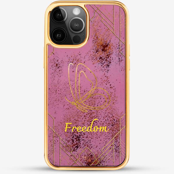24k Gold Custom iPhone Case - Sweet Kiss Butterfly