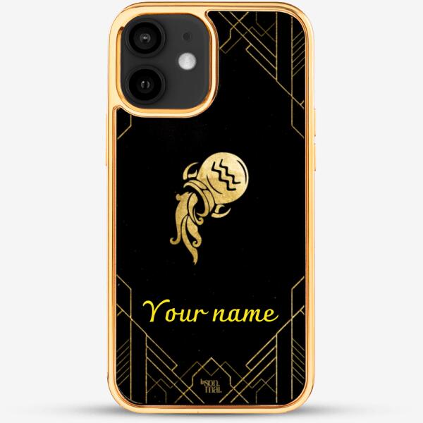 24k Gold Custom iPhone Case - Aquarius Zodiac Sign