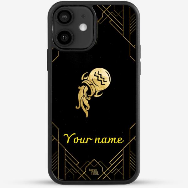 24k Gold Custom iPhone Case - Aquarius Zodiac Sign