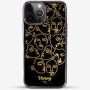 24k Gold Custom iPhone Case - Line Art Faces 2