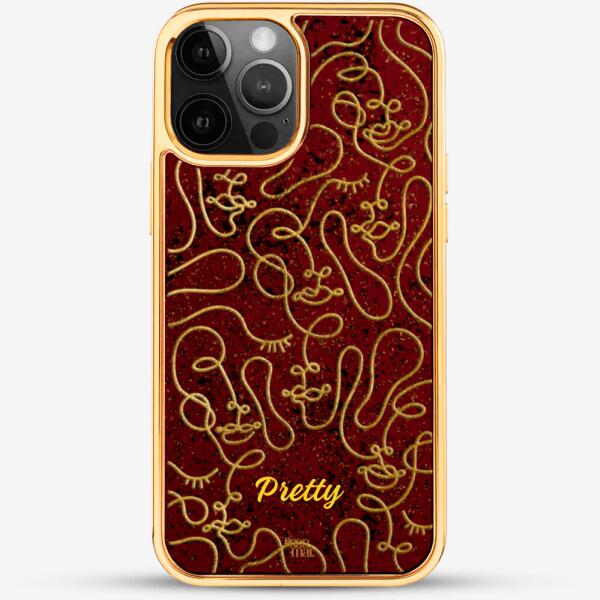 24k Gold Custom iPhone Case - Line Art Faces